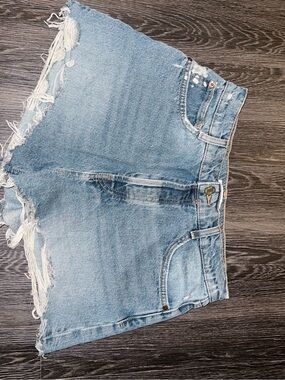 Zara Light Blue Distressed Denim Cutoff Shorts